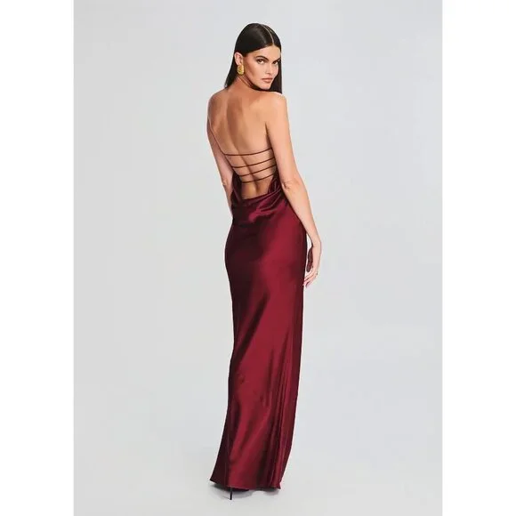 retrofete Keaton Silk Strapless Dress Cabernet Womens Size XS